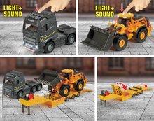 Stavebné stroje - Kamión s nakladačom Volvo Truck & Wheel Loader Majorette 35 cm dĺžka so zvukom a svetlom_3