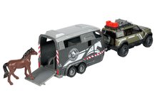 Autíčka - Auto terénne s prívesom pre koňa Land Rover Horse Carrier Majorette 25 cm dĺžka so zvukom a svetlom_0