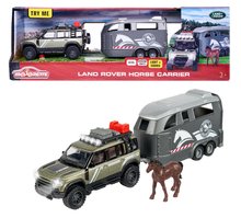 Samochodziki - Samochód terenowy z przyczepą dla konia Land Rover Horse Carrier Majorette 25 cm długości z dźwiękiem i światłem_7