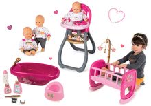 Lalki z zestawami akcesoriów - Lalka Baby Nurse Złota Edycja Smoby 32 cm, krzesło jadalniane, laleczka bujaczek i łóżeczko dla 24 miesięcznego dziecka_15