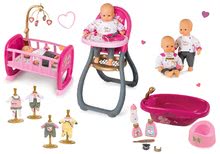 Dojenčki in dodatki - Komplet dojenček Baby Nurse Zlata izdaja Smoby 32 cm, stolček za hranjenje, zibelka, banjica in oblekica za dojenčka od 24 mes_20