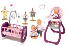 Puppen mit Zubehör Sets - Baby Nurse Gold Edition Smoby Puppenset 32 cm, Esszimmerstuhl, Wiege mit Karussell und 3 Puppenkleider ab 24 Monaten_5