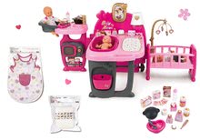 Domčeky pre bábiky sety - Set domček pre bábiku Violette Baby Nurse Large Doll's Play Center Smoby a nočný úbor s plienkami_16