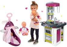 Domčeky pre bábiky sety - Set prebaľovací vozík pre bábiku Baby Nurse Zlatá edícia Smoby s postieľkou, bábika 32 cm a kuchynka Tefal Studio BBQ od 18 mes_48