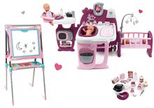 Domčeky pre bábiky sety -  NA PREKLAD - Set domček pre bábiku Violette Baby Nurse Large Doll's Play Center Smoby a školská tabuľa výškovo nastaviteľná magnetická_20