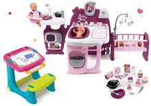 Kompleti za oskrbo punčk in dojenčkov - Komplet hišica za dojenčka Violette Baby Nurse Large Doll's Play Center Smoby in klop za risanje Riši in briši s prostorom za shranjevanje_20