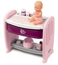 Postieľky a kolísky pre bábiky - Postieľka k posteli s prebaľovacím pultom Violette Baby Nurse 2v1 Smoby 3 pozície s cikajúcou bábikou a 8 doplnkami od 24 mes_1