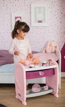 Domčeky pre bábiky sety - Set postieľka k posteli s prebaľovacím pultom Violette Baby Nurse 2v1 Smoby a s hlbokým kočíkom a nosičom_6