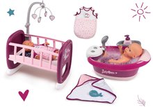 Domčeky pre bábiky sety - Set vanička s tečúcou vodou elektronická Violette Baby Nurse Smoby so spacím vakom a kolíska s kolotočom_28