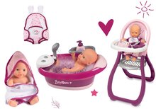 Doplnky pre bábiky - Set vanička s tečúcou vodou elektronická Violette Baby Nurse Smoby s klokankou pre bábiku a jedálenskou stoličkou_30