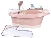 Doplnky pre bábiky - Vanička s tečúcou vodou v sprche Balneo Bath Natur D'Amour Baby Nurse Smoby s jacuzzi kúpeľom so svetlom a bublaním elektronické_0