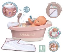 Doplnky pre bábiky - Vanička s tečúcou vodou v sprche Balneo Bath Natur D'Amour Baby Nurse Smoby s jacuzzi kúpeľom so svetlom a bublaním elektronické_0