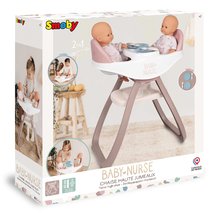 Puppenstühle - Esszimmerstuhl für Zwillinge  Twin Highchair 2in1 Natur D'Amour Baby Nurse Smoby für 42 cm große Puppen mit 4 Zubehörteilen ab 24 Monaten_6