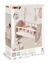 Játékbaba kiságyak és bölcsők - Bölcső kiságyforgóval Baby´s Cot Natur D'Amour Baby Nurse Smoby 42 cm játékbabának 18 hó-tól_6