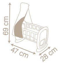 Pătuţuri si leagăne de jucărie - Leagăn cu baldachin textil Cradle Natur D'Amour Baby Nurse Smoby pentru păpușă de 42 cm de la 18 luni_2