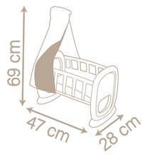 Posteljice in zibelke za dojenčke - Zibelka z baldahinom iz blaga Cradle Natur D'Amour Baby Nurse Smoby za 42 cm dojenčka od 18 mes_2