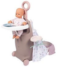 Domki dla lalek - Walizka na kółkach Suitcase 3in1 Natur D'Amour Baby Nurse Smoby z łóżeczkiem i krzesłem do jadalni 6 dodatków od 18 miesięcy_1