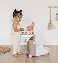 Puppenhäuser - Wickelköfferchen auf Rädern Suitcase 3in1 Natur D'Amour Baby Nurse Smoby mit Kinderbett und Esszimmerstuhl 6 Zubehör ab 18 Monaten_1