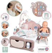 Hišice za dojenčke - Hišica za dojenčka Cocoon Nursery Natur D'Amour Baby Nurse Smoby dnevni in nočni prostor z elektronskimi funkcijami 20 dodatkov_0