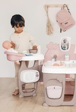 Kućice za lutke setovi - Set kolica za lutku Large Doll's Play Center Natur D'Amour Baby Nurse Smoby i kolica za blizance i sjedalica za hranjenje s nosiljkom i krevetićem te lutkom veličine 32 cm_9