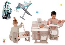 Kompleti za oskrbo punčk in dojenčkov - Komplet hišica za dojenčka Large Doll's Play Center Natur D'Amour Baby Nurse Smoby in voziček za čiščenje z likalno desko in likalnikom_33