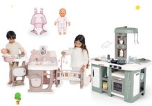 Kućice za lutke setovi - Kućica za lutku Large Doll's Play Center Natur D'Amour Baby Nurse Smoby i kuhinja s čarobnim mjehurićima i nosiljka s lutkom veličine 32 cm_45