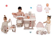 Domki dla lalek w zestawie - Zestaw domek dla lalki Large Doll's Play Center Natur D'Amour Baby Nurse Smoby i wózek typu gondola ze śpiworkiem oraz 32 cm lalką_43