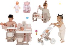 Domčeky pre bábiky sety - Set domček pre bábiku Large Doll's Play Center Natur D'Amour Baby Nurse Smoby a športový kočík s klokankou a 32 cm bábikou_51