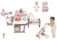 Kućice za lutke setovi - Set kućica za lutku Large Doll's Play Center Natur D'Amour Baby Nurse Smoby i sportska kolica s nosiljkom i lutkom veličine 32 cm_52