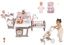 Domčeky pre bábiky sety - Set domček pre bábiku Large Doll's Play Center Natur D'Amour Baby Nurse Smoby a športový kočík s klokankou a 32 cm bábikou_52