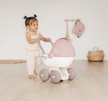 Kočíky od 18 mesiacov - Hlboký kočík s textilom Natur D'Amour Baby Nurse Smoby pre 42 cm bábiku s 55 cm vysokou ergonomickou rúčkou od 18 mes_0