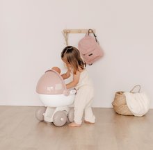 Játék babakocsik 18 hónapos kortól - Mély babakocsi textil takaróval Natur D'Amour Baby Nurse Smoby 42 cm játékbabának ergonomikus tolókar magassága 55 cm 18 hó-tól_3