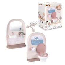 Căsuțe pentru păpuși - Toaletă și baie pentru păpuși Toilets 2in1 Baby Nurse Smoby cu două fețe cu WC hârtie igienică și 3 accesorii pentru chiuvetă_2