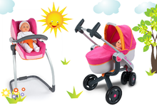 Cărucioare pentru păpuși seturi - Set cărucior pentru păpuşă 3in1 Maxi Cosi&Quinny Smoby (mâner de împins 70 cm) şi leagăn, scaun de maşină şi scaun de masă 3in1_15