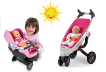 Kinderwagen für Puppen Sets - Set Puppenwagen für zwei Puppen Maxi Cosi&Quinny Smoby (70 cm Griff) und Autositz_8