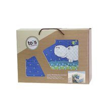 Babybettwäsche - Joy toTs-smarTrike Krippenset Hippo Steppdecke, Bettlaken und Nestchen 100% Baumwollsatin blau ab 0 Monaten_2