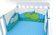 Babybettwäsche - Joy toTs-smarTrike Krippenset Hippo Steppdecke, Bettlaken und Nestchen 100% Baumwollsatin blau ab 0 Monaten_2