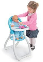 Kuhinje za otroke kompleti - Komplet kuhinja Frozen Smoby z bleščicami stolček za hranjenje z dojenčkom in siv dojenček_0