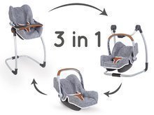 Vozički za punčke in dojenčke kompleti - Komplet globoki in športni voziček DeLuxe Pastel Maxi Cosi&Quinny Grey 3v1 Smoby in stolček avtosedež in gugalnica_0