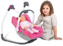 Vozički za punčke in dojenčke kompleti - Komplet stol, sedež za avto in gugalnica za dojenčka retro Maxi Cosi & Quinny 3v1 Smoby dojenček Baby Nurse 32 cm in 3 oblekice_3