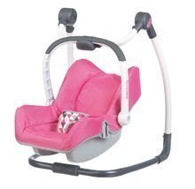 Vozički za punčke in dojenčke kompleti - Komplet stol, sedež za avto in gugalnica za dojenčka retro Maxi Cosi & Quinny 3v1 Smoby dojenček Baby Nurse 32 cm in 3 oblekice_0