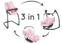 Cărucioare de la 18 luni - Set scaun de masă cu scaun auto și leagăn Powder Pink Maxi Cosi&Quinny Smoby și cărucior adânc Baby Nurse cu marsupiu_10