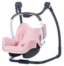 Kočíky pre bábiky sety - Set jedálenská stolička s autosedačkou a hojdačkou Powder Pink Maxi Cosi&Quinny Smoby a bábika Baby Nurse s vaničkou s postieľkou_0