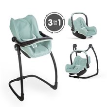 Játék babakocsik 18 hónapos kortól - Etetőszék autósülés és hinta Maxi Cosi Seat+High Chair Sage Smoby 3-as kombináció biztonságiövvel olivazöld_1