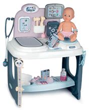 Lékařské vozíky sety - Set zdravotnický pult pro lékaře Baby Care Center Smoby s hlubokým kočárkem Violetta_1