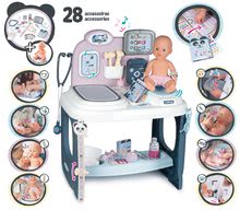Lékařské vozíky sety - Set zdravotnický pult pro lékaře Baby Care Center Smoby s hlubokým kočárkem Baby Nurse a klokankou_1