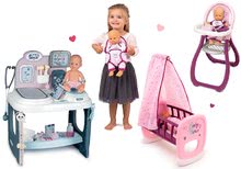 Lekárske vozíky sety - Set zdravotnícky pult pre lekára Baby Care Center Smoby s kolískou a jedálenská stolička s nosítkom_14