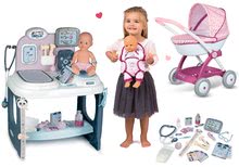 Seturi cărucioare medicale - Set masă medicală Baby Care Center Smoby cu cărucior adânc Baby Nurse și marsupiu_15