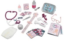 Lekárské vozíky pre deti - Zdravotnícky a prebaľovací pult Violette Baby Care Center Smoby s elektronickým displejom a 30 cm bábika s 25 doplnkami 68 cm výška_0