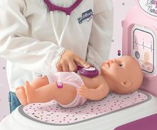 Zdravniški vozički za otroke - Zdravniška in previjalna miza Violette Baby Care Center Smoby z elektronskim zaslonom in 30 cm dojenček z 25 dodatki višina 68 cm_0